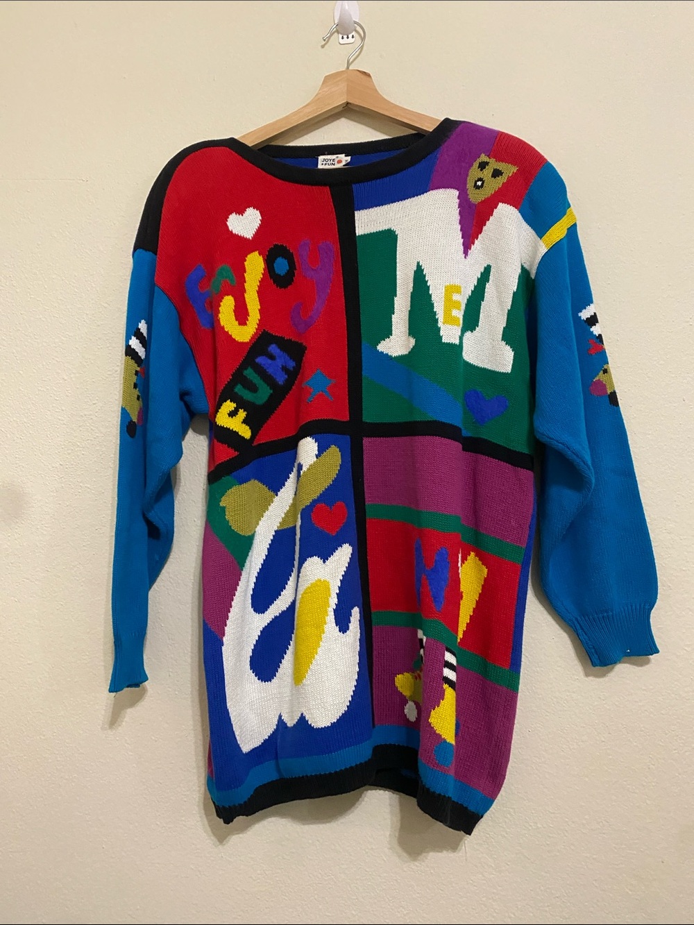 Vintage Colorblock 90s Crew Sweatshirt with Playful Patchwork - Multicolor